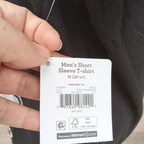 Skeleton Black Mens tshirt Halloween - Picture 5 of 5